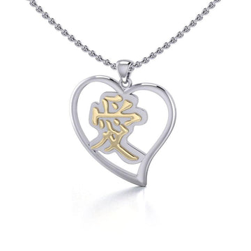 Love Feng Shui Heart Silver and Gold Pendant MPD3782 - Jewelry